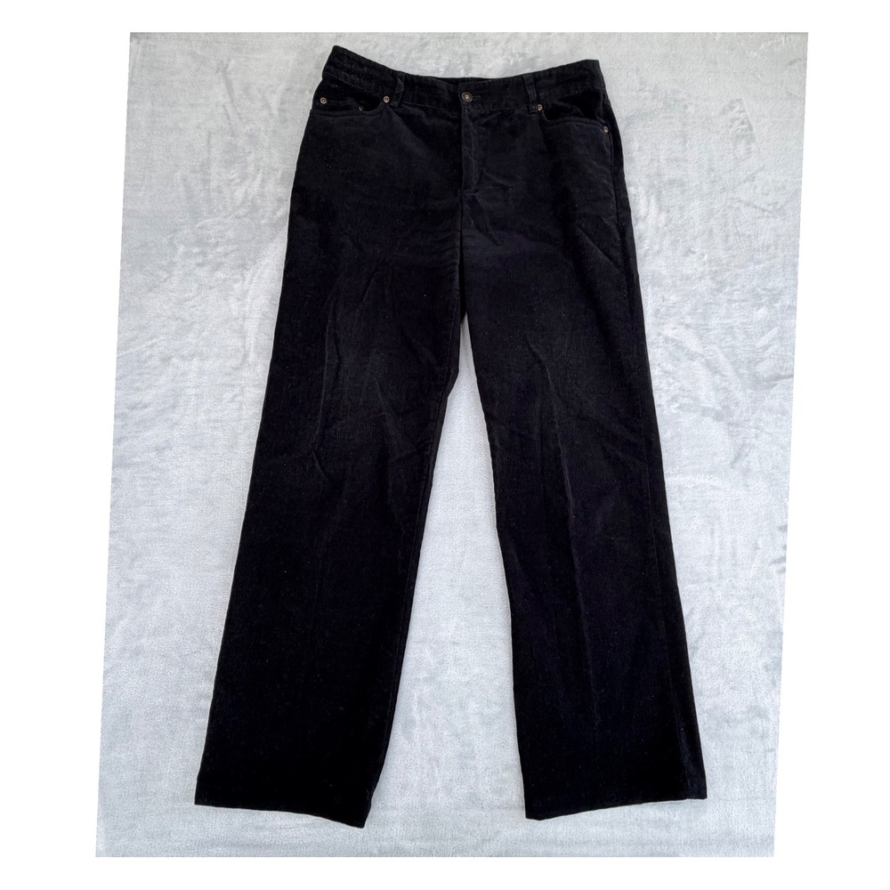 Christopher & Banks Womens Corduroy Pants Straight Leg 8 Black Casual Classic